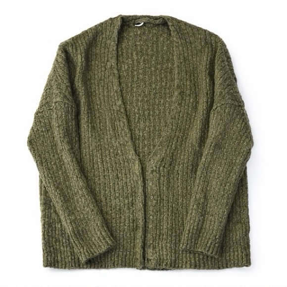 Free People Moss Green Chunky Knit Cardigan Size M NWT - Picture 2 of 14